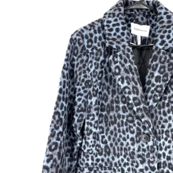 BCBGeneration Women's Wool Blend Leopard Notch Lapel Felted Coat - L - Picture 3 of 7